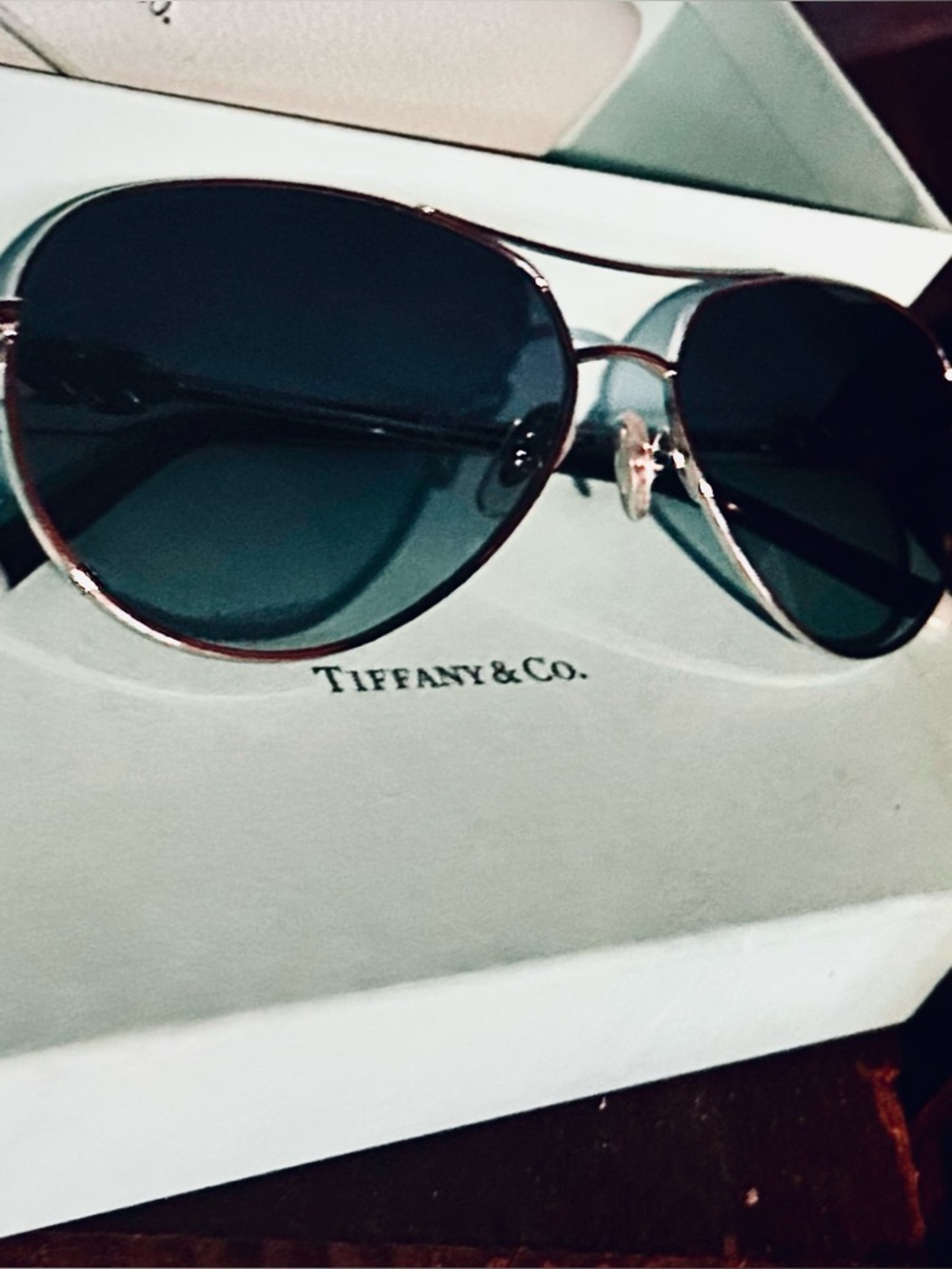 Tiffany & Co. Silver Sunglasses with Tiffany crystal Accents